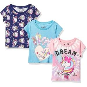 JoJo Siwa Girls' Toddler Short Sleeve T-Shirt Bundle 3 Pack Tees 2T